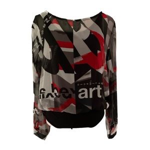 RINASCIMENTO Bodysuit with silky artistic print blouse